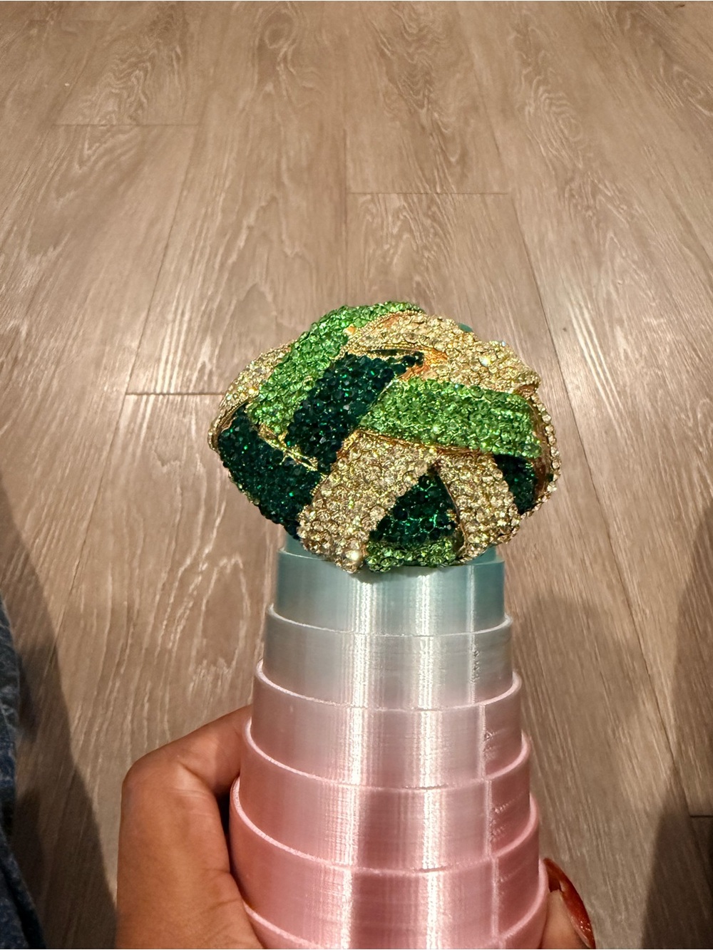 Green and Gold Crystal clamper bracelet